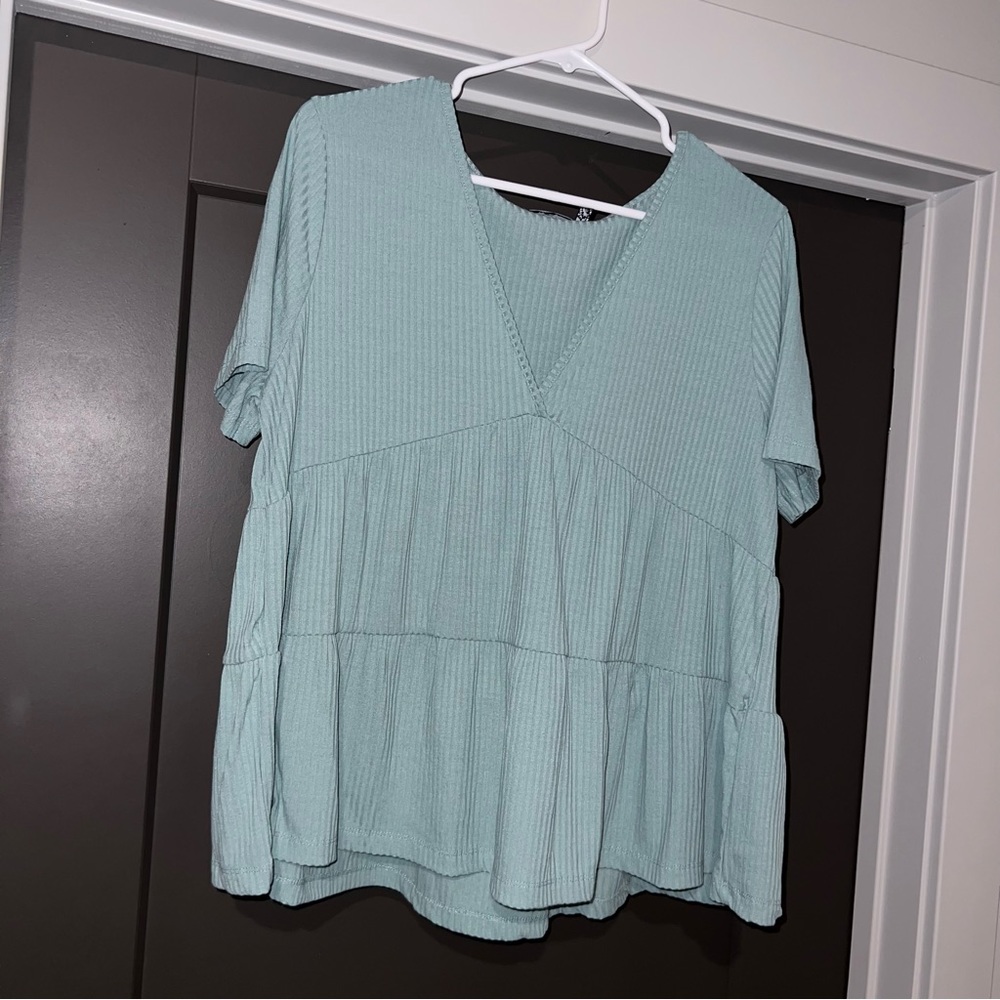 ASOS Sage V Neck Ribbed Top - Picture 2 of 7